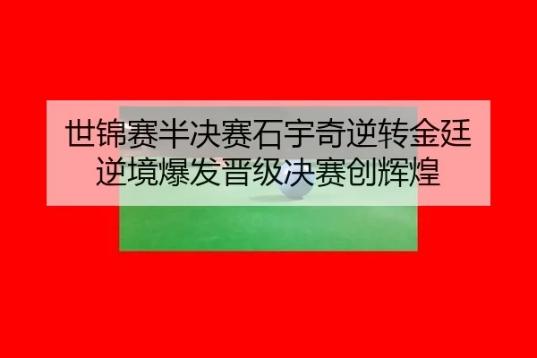 世锦赛半决赛石宇奇逆转金廷 逆境爆发晋级决赛创辉煌